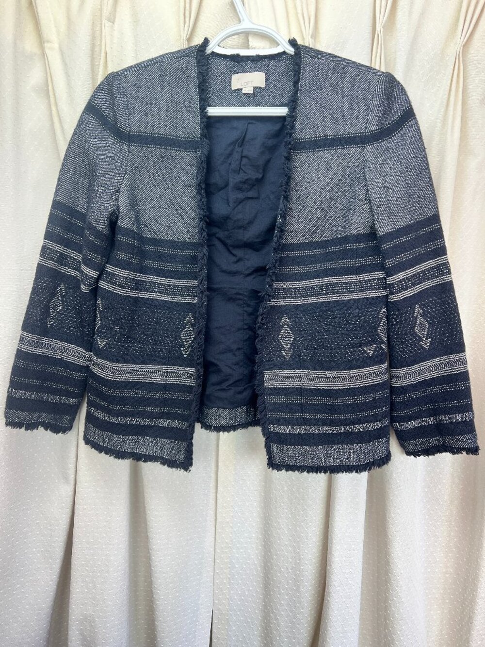 Loft Blazer Women's Size XS Blue Frilled Jacket